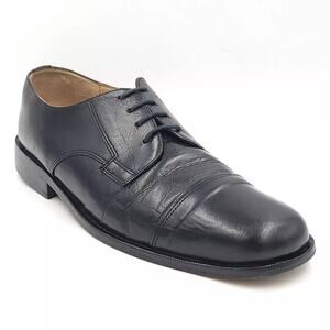 Orcade Vintage Mens Cap Toe Derby Oxfords Size US 10 EU 44 Black Leather